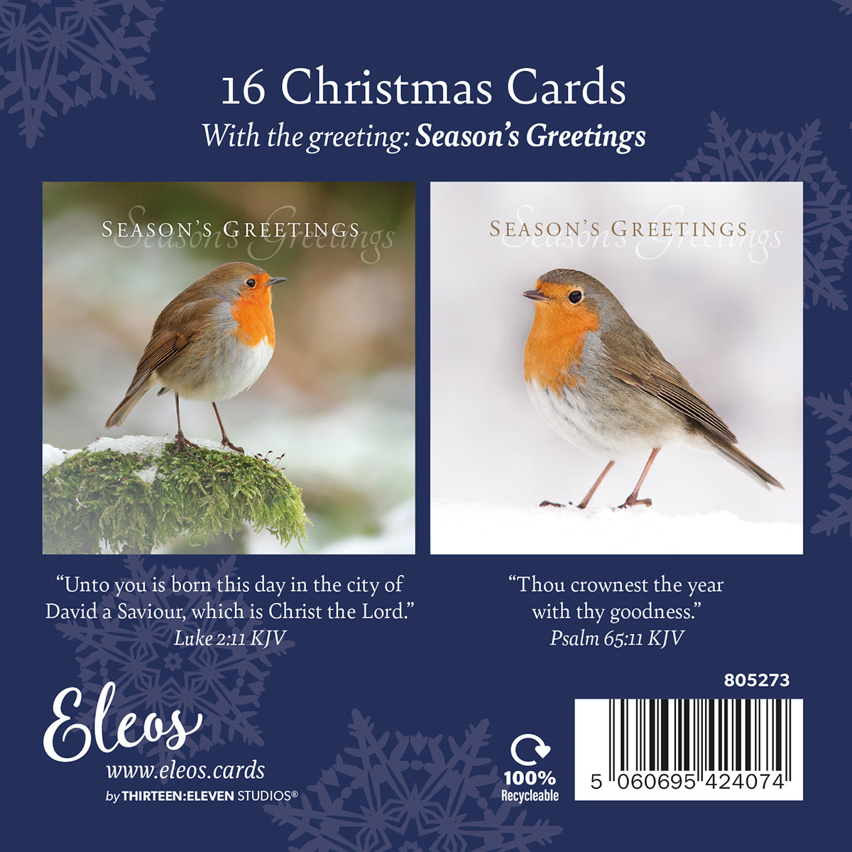 Christmas Card Pack - Robins (16 cards) - The Christian Gift Company