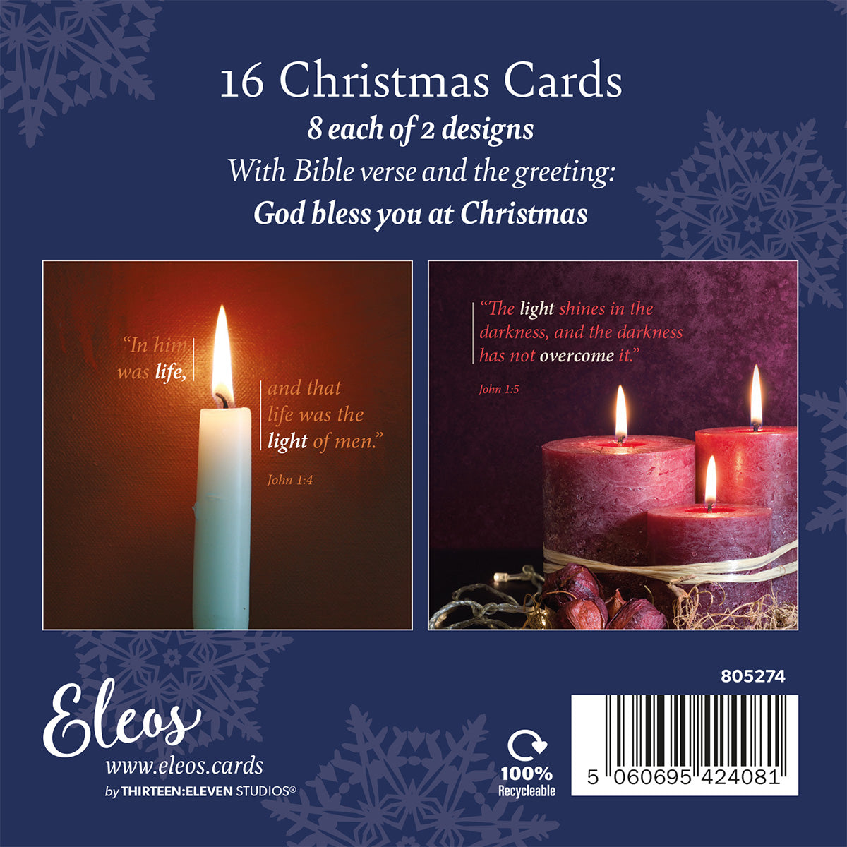 Christmas Card Pack - Candles (16 cards) - The Christian Gift Company