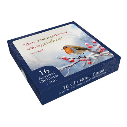 Christmas Card Box - Winter Birds (16 cards)