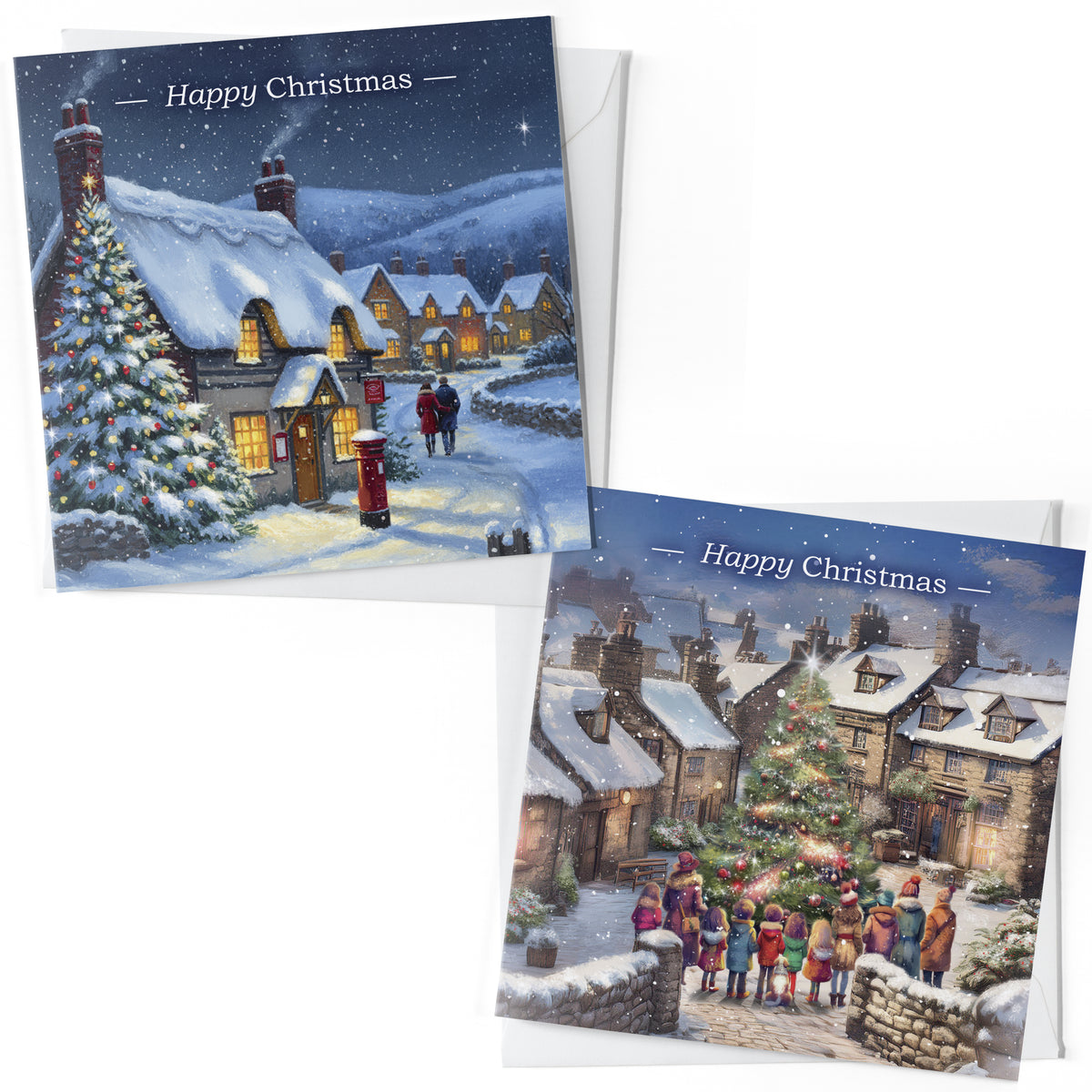 Christmas Card Box - Snowy Villages (16 cards)