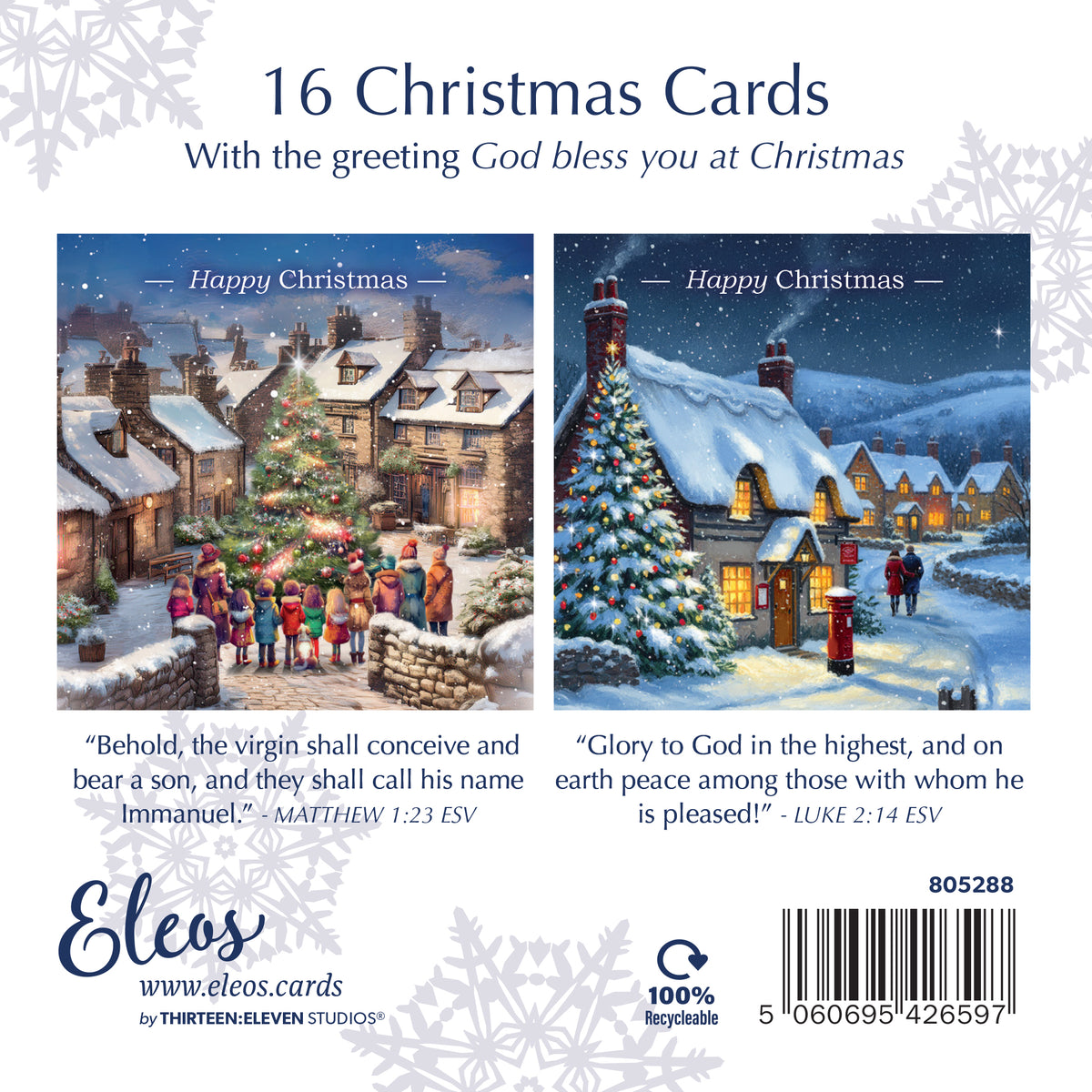 Christmas Card Box - Snowy Villages (16 cards)