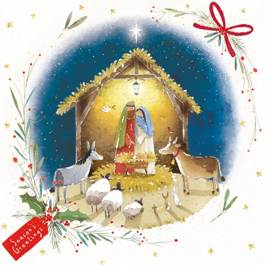 Marie Curie/BHF Christmas Card: Nativity Scene (pack of 4) - The Christian Gift Company