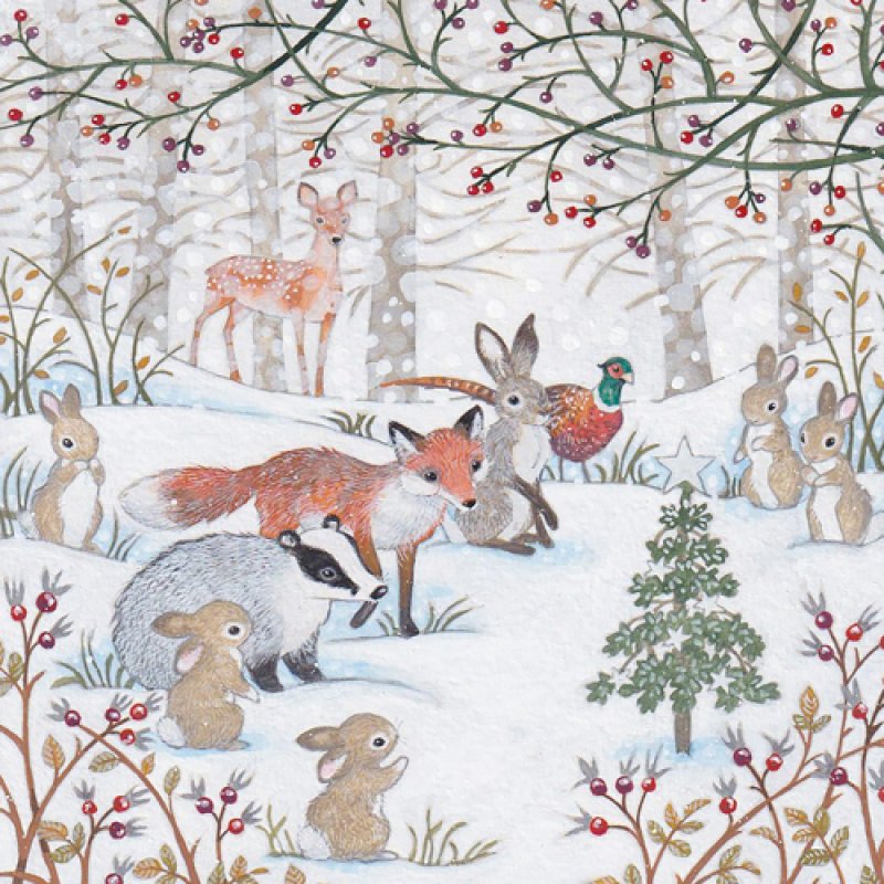 Marie Curie/BHF Christmas Card Woodland Animals (pack of 4) The