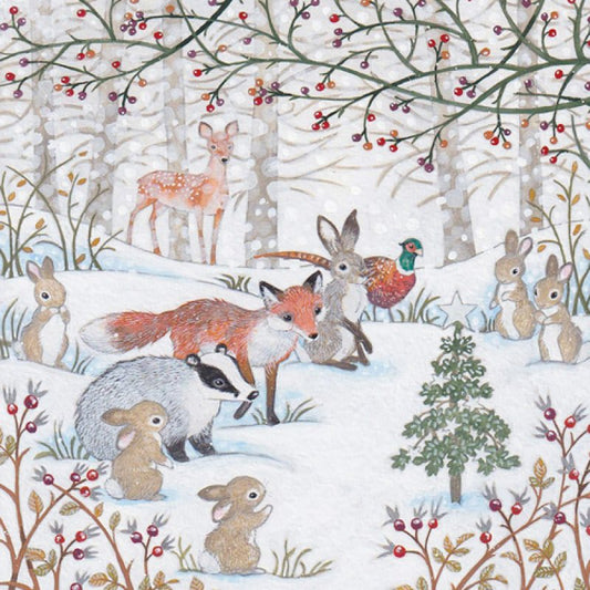 Marie Curie/BHF Christmas Card: Woodland Animals (pack of 4) - The Christian Gift Company