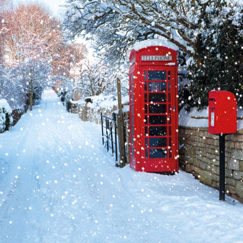 Marie Curie/BHF Christmas Card: Telephone Box in Snow (pack of 4) - The Christian Gift Company