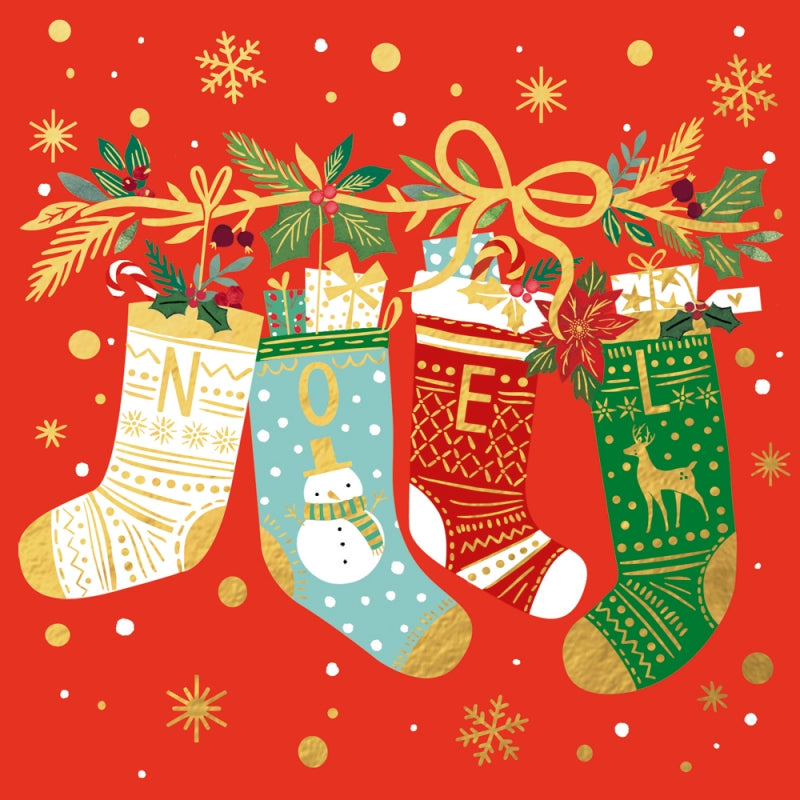 Charity Christmas Card: Christmas Stockings (pack of 4)