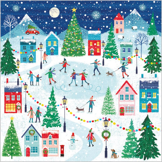 Charity Christmas Card: Festive Winter Village (pack of 4) - The Christian Gift Company