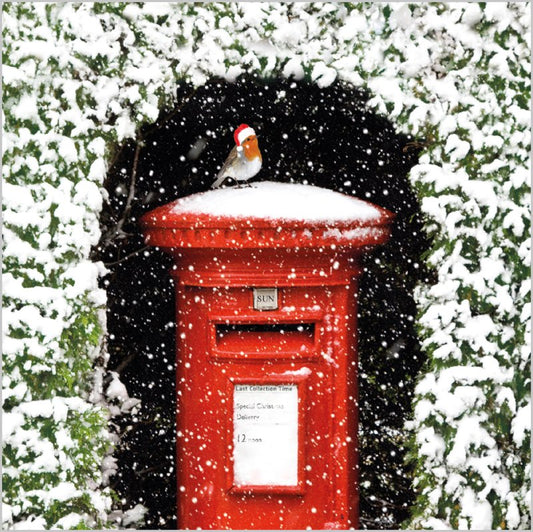 Charity Christmas Card: Postbox & Robin (pack of 4) - The Christian Gift Company