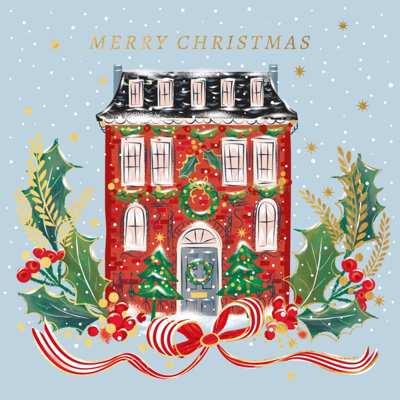 Charity Christmas Card: Festive Decorated House (pack of 4) - The Christian Gift Company