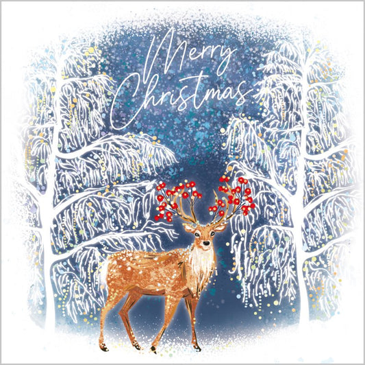 Charity Christmas Card: Stag & Winter Trees (pack of 4) - The Christian Gift Company