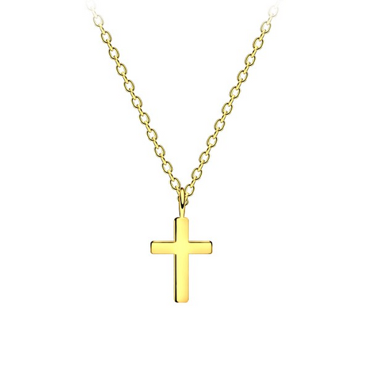 Sterling Silver - 14k Gold Plated - Cross Necklace - The Christian Gift Company