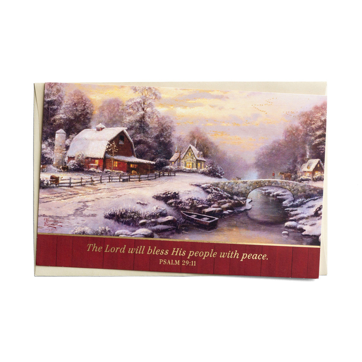 Thomas Kinkade Christmas Cards - The Lord Will Bless His People (18 cards) - The Christian Gift Company