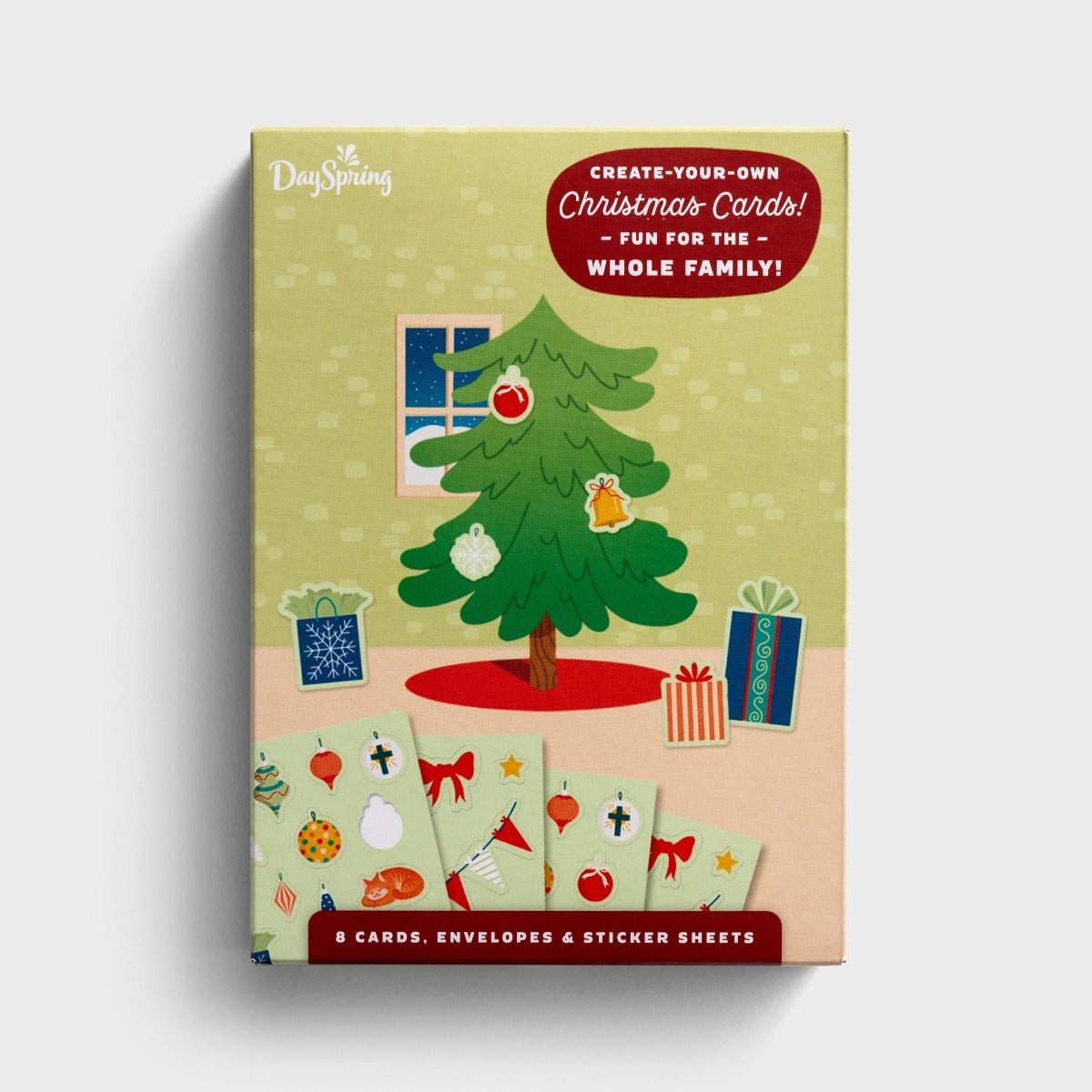 Christmas Tree Sticker Card Box (8 cards) - The Christian Gift Company