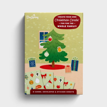 Christmas Tree Sticker Card Box (8 cards) - The Christian Gift Company