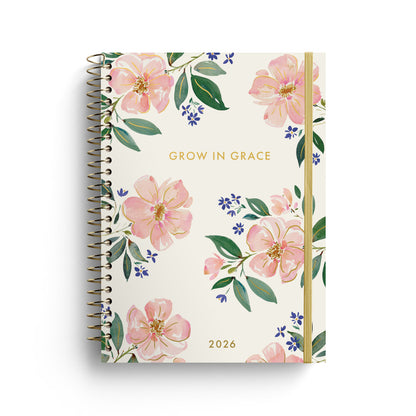 Grow In Grace Floral 12-Month Inspirational Planner - The Christian Gift Company