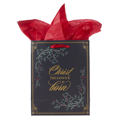 Christ is Born Medium Black Christmas Gift Bag - The Christian Gift Company