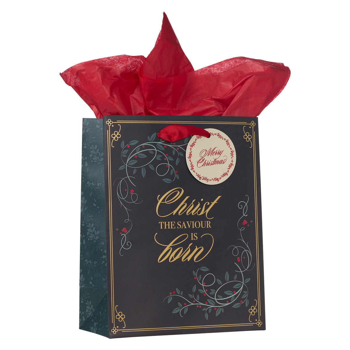 Christ is Born Medium Black Christmas Gift Bag - The Christian Gift Company