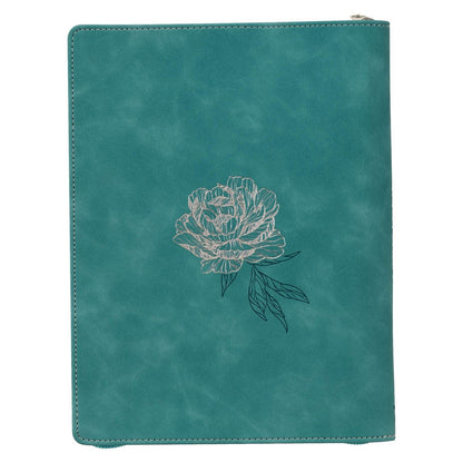 2026 Amazing Grace Large Zippered Teal Faux Leather 18-Month Planner for Women - The Christian Gift Company