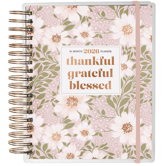 2026 Thankful Grateful Blessed 18-Month Planner with Elastic Closure - The Christian Gift Company