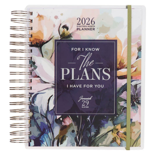 2026 The Plans 18-Month Planner with Elastic Closure - Jeremiah 29:11 - The Christian Gift Company