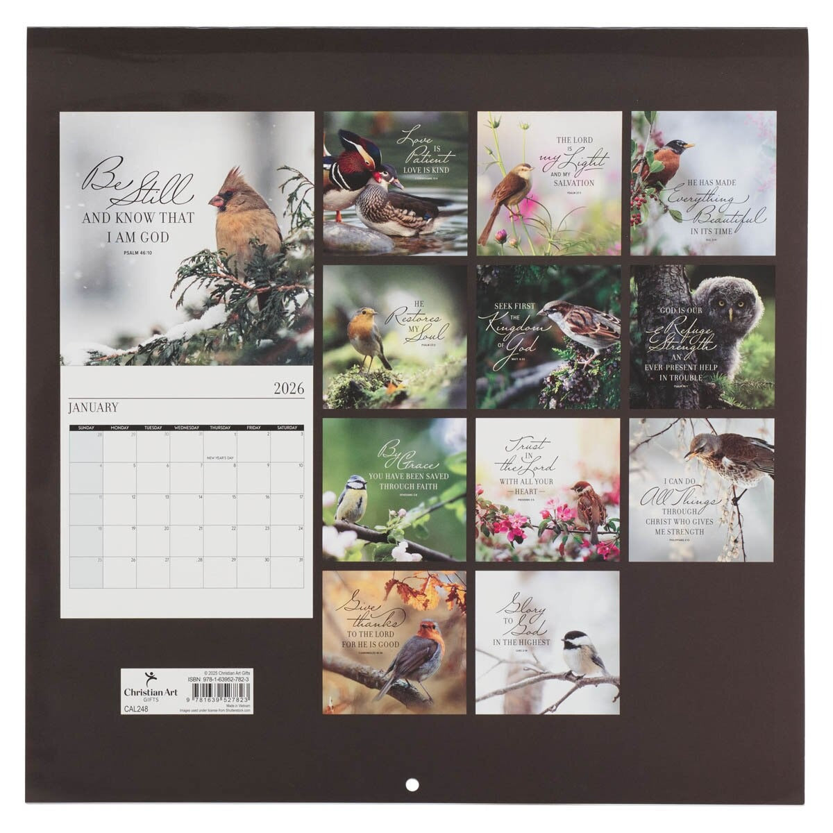 2026 He Restores My Soul Large Wall Calendar - Psalm 23:3 - The Christian Gift Company