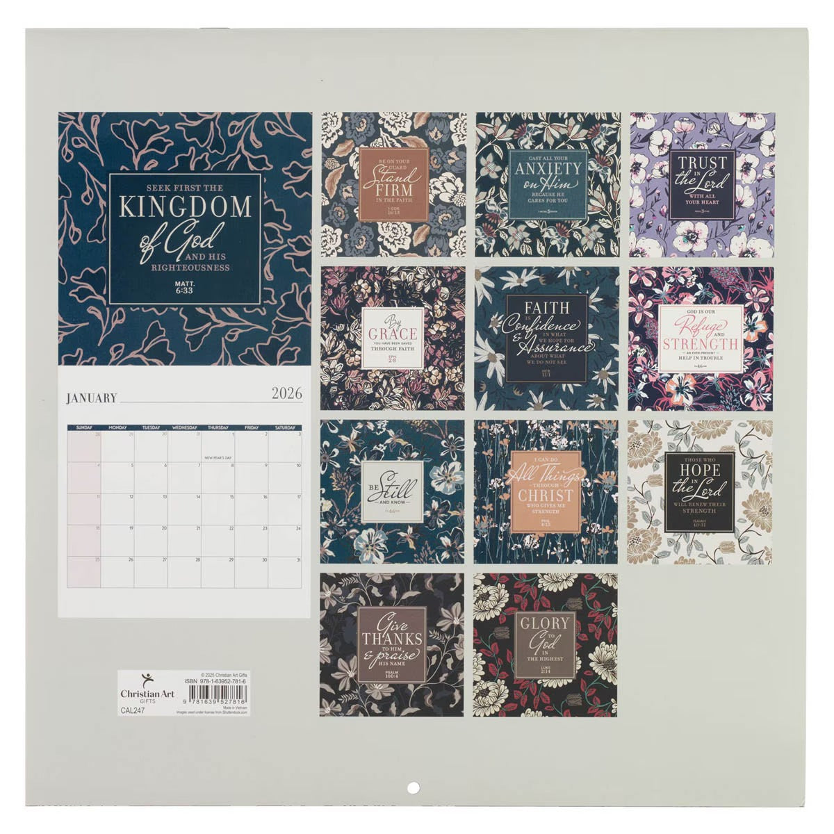 2026 Be Still and Know Large Wall Calendar - Psalm 46:10 - The Christian Gift Company