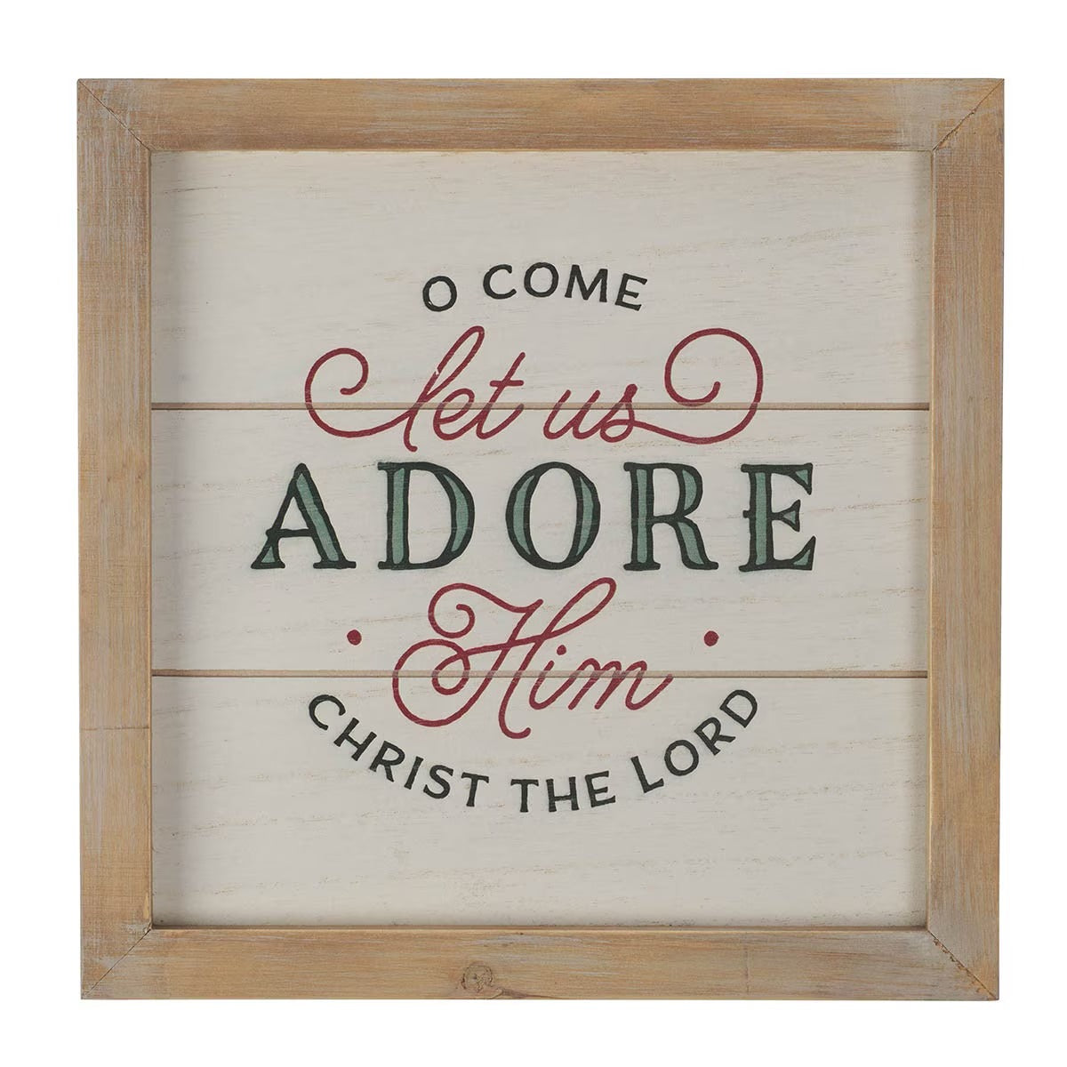 Come Let Us Adore Him Framed Wooden Wall Art - The Christian Gift Company
