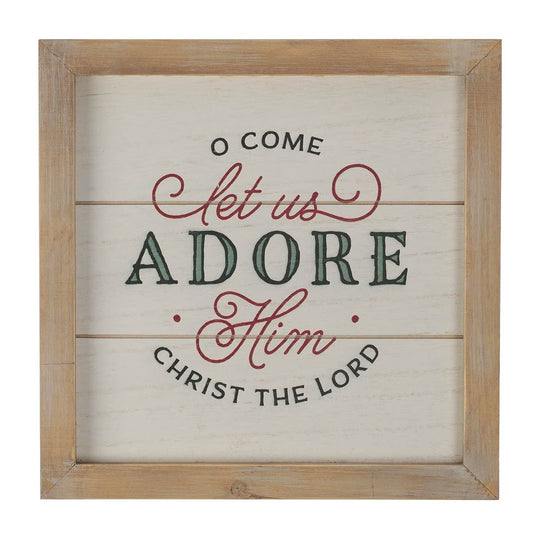 Come Let Us Adore Him Framed Wooden Wall Art - The Christian Gift Company