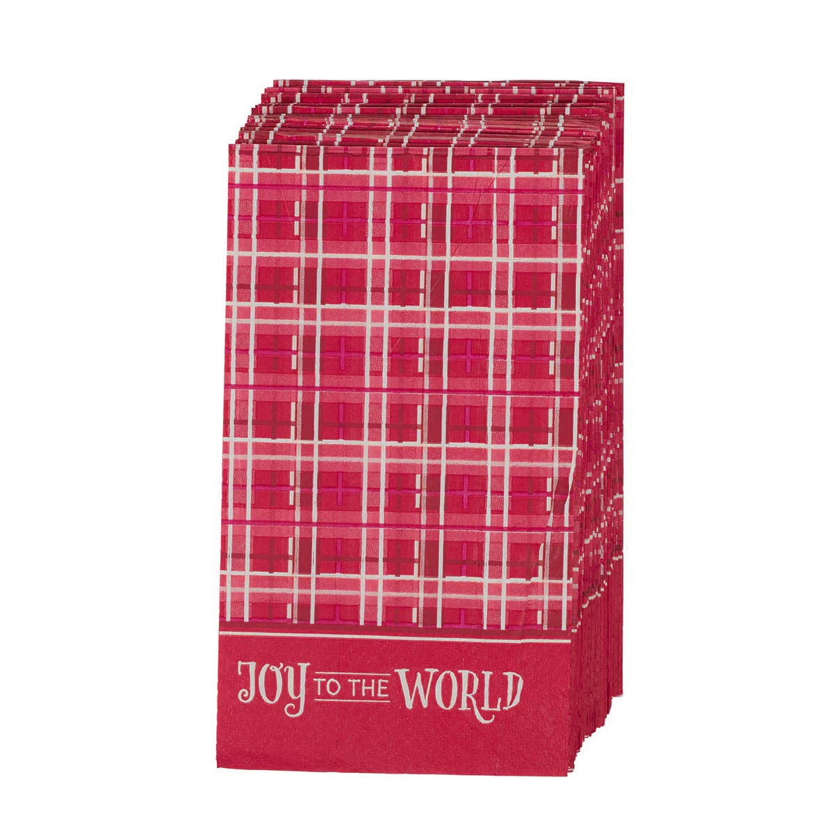 Joy to the World Red Plaid Paper Napkin Set - The Christian Gift Company