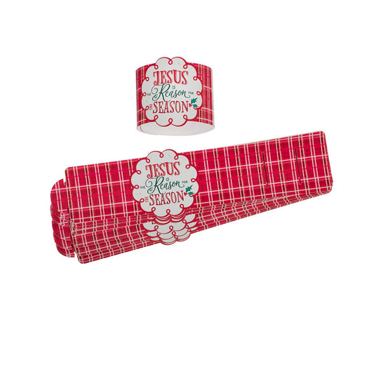 Reason For The Season Red Plaid Paper Napkin Wraps - The Christian Gift Company