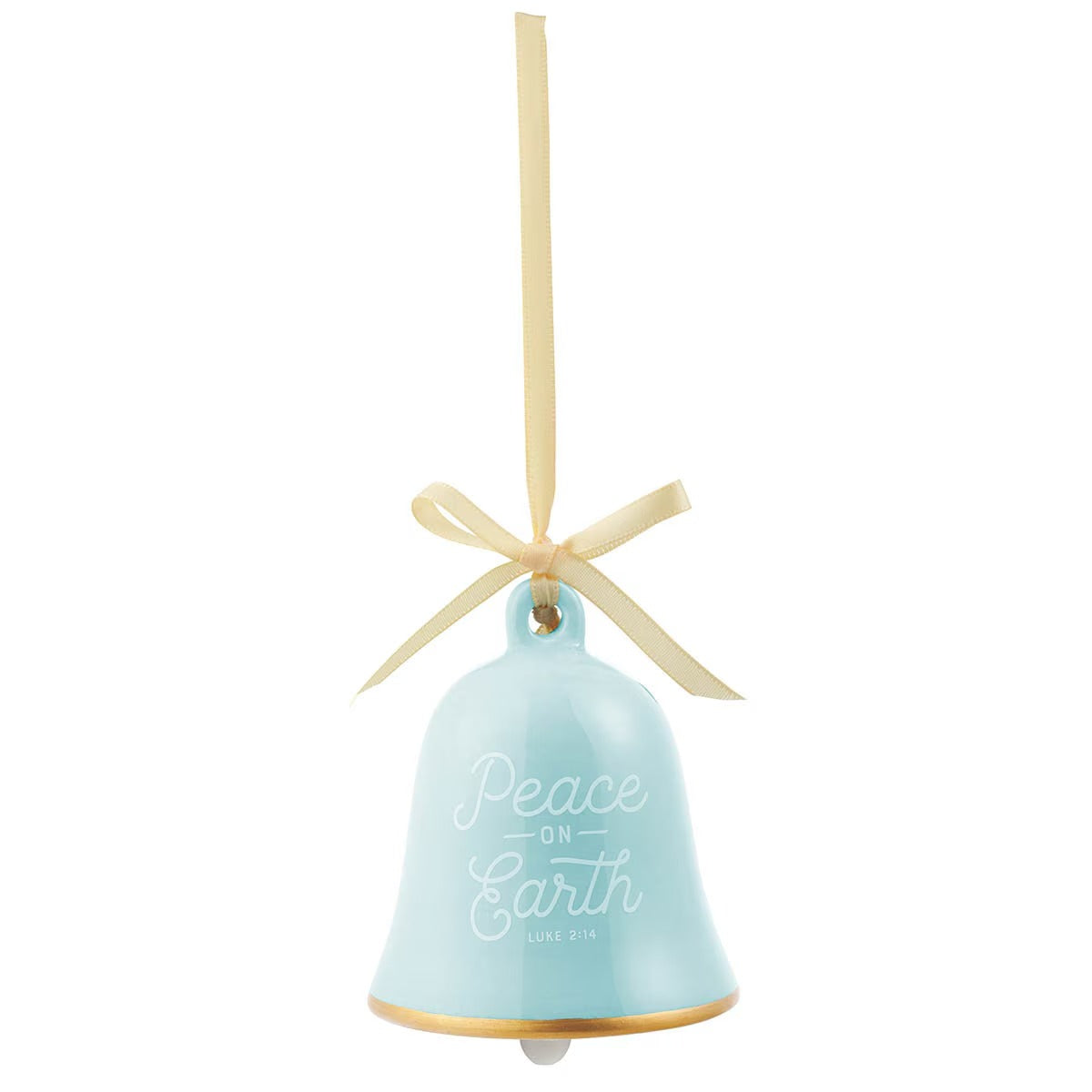 Peace on Earth Ceramic Bell Ornament - Luke 2:14 - The Christian Gift Company