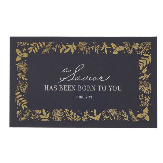 A Savior is Born Blue Botanical Pass-Around Card Set - pack of 25 - The Christian Gift Company