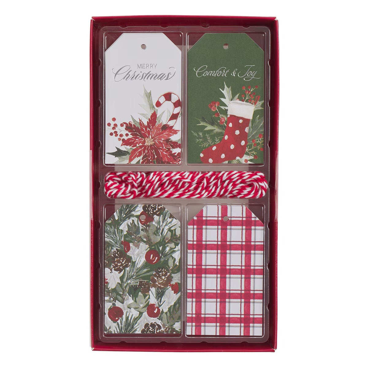 Poinsettia and Holly Christmas Gift Tag Set - 16 tags - The Christian Gift Company