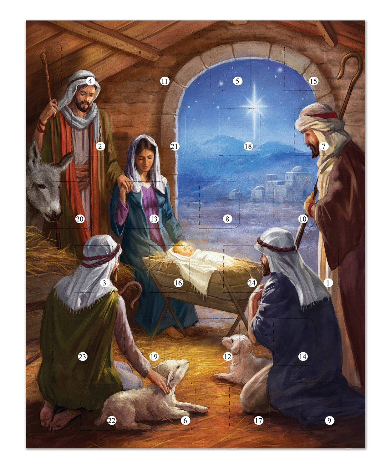 Traditional Stable Scene Christmas Story Advent Calendar - The Christian Gift Company