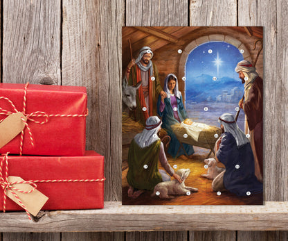 Traditional Stable Scene Christmas Story Advent Calendar - The Christian Gift Company