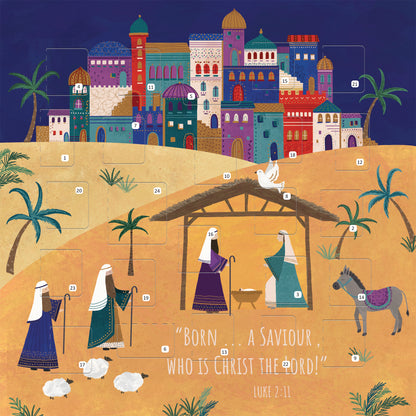 Christmas Story Square Advent Calendar Card - A Saviour Is Born
