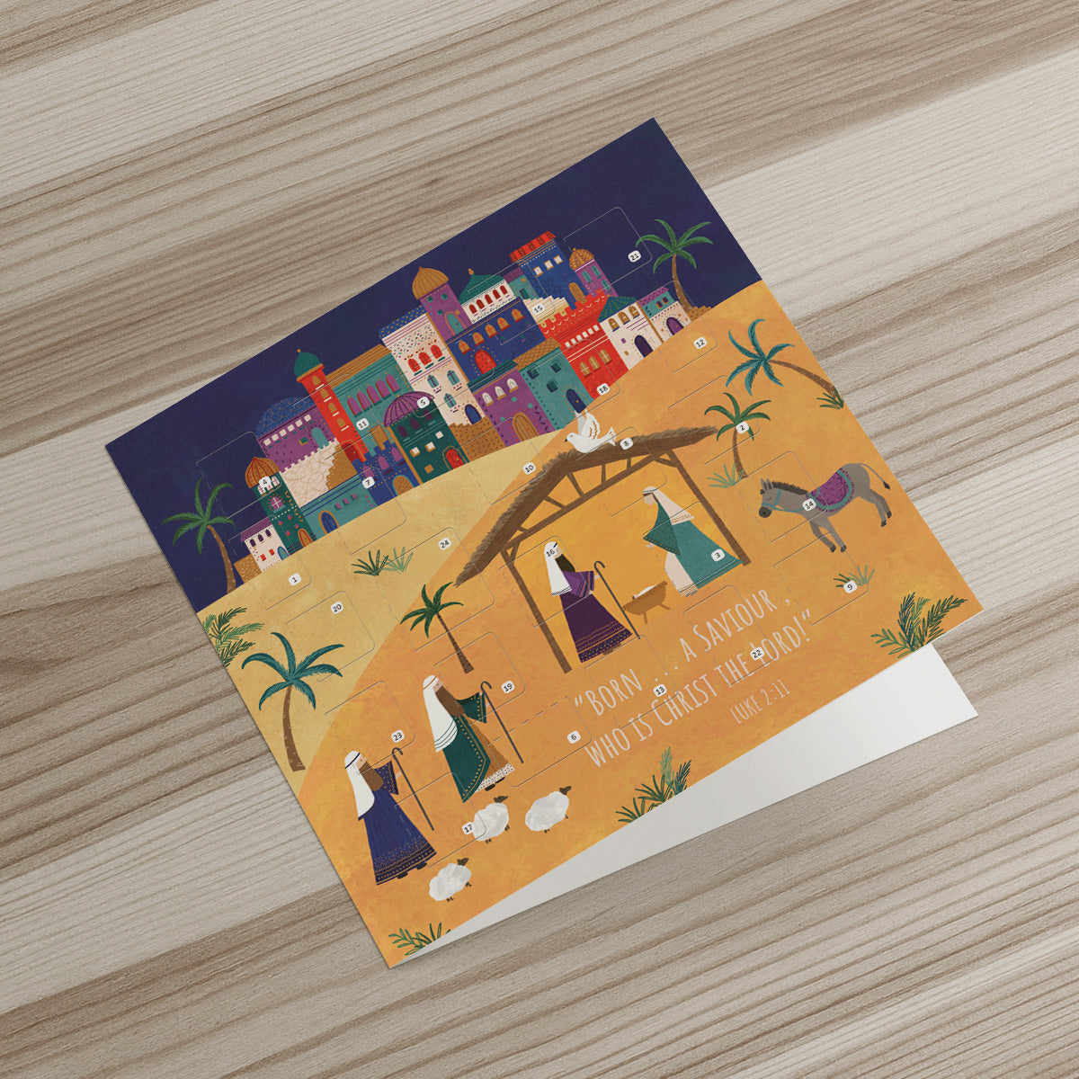 Christmas Story Square Advent Calendar Card - A Saviour Is Born