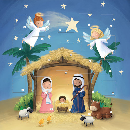 Christmas Story Square Advent Calendar Card - Cute Nativity