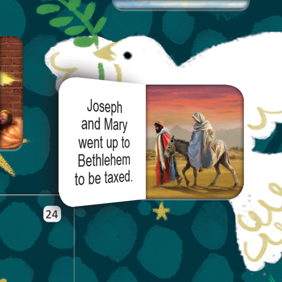 Christmas Story Square Advent Calendar Card - Dove/Bethlehem