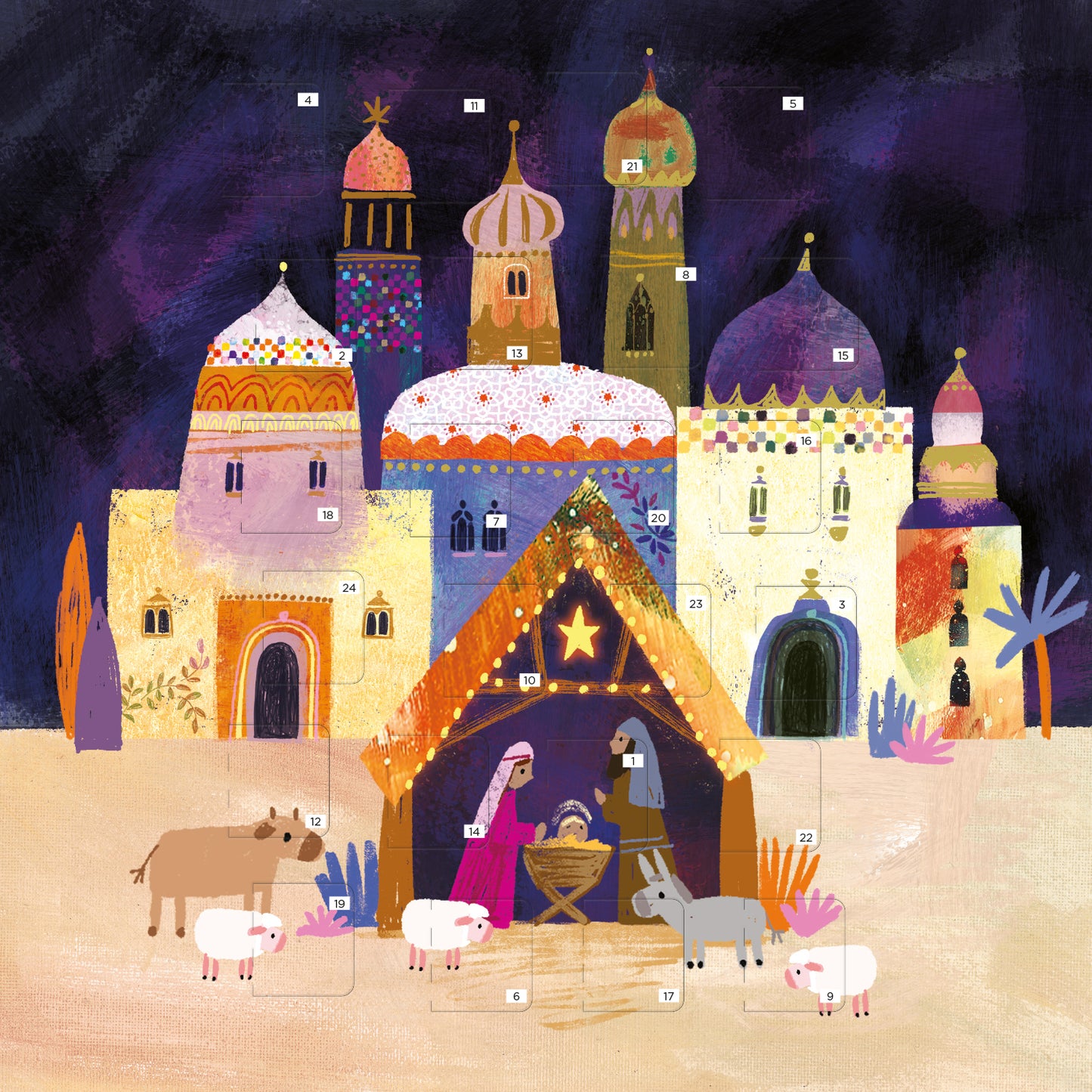 Christmas Story Square Advent Calendar Card - Nativity - The Christian Gift Company