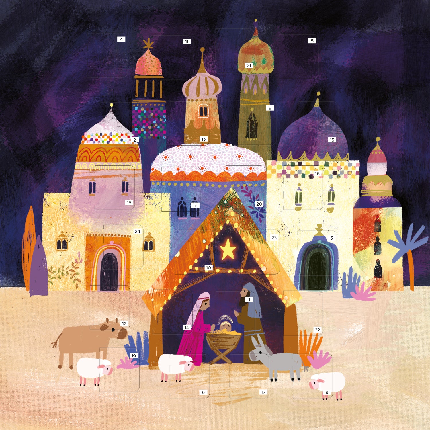 Christmas Story Square Advent Calendar Card - Nativity - The Christian Gift Company