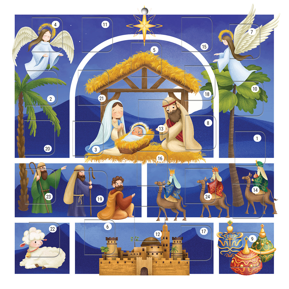 Christmas Story Square Advent Calendar - Nativity Panels