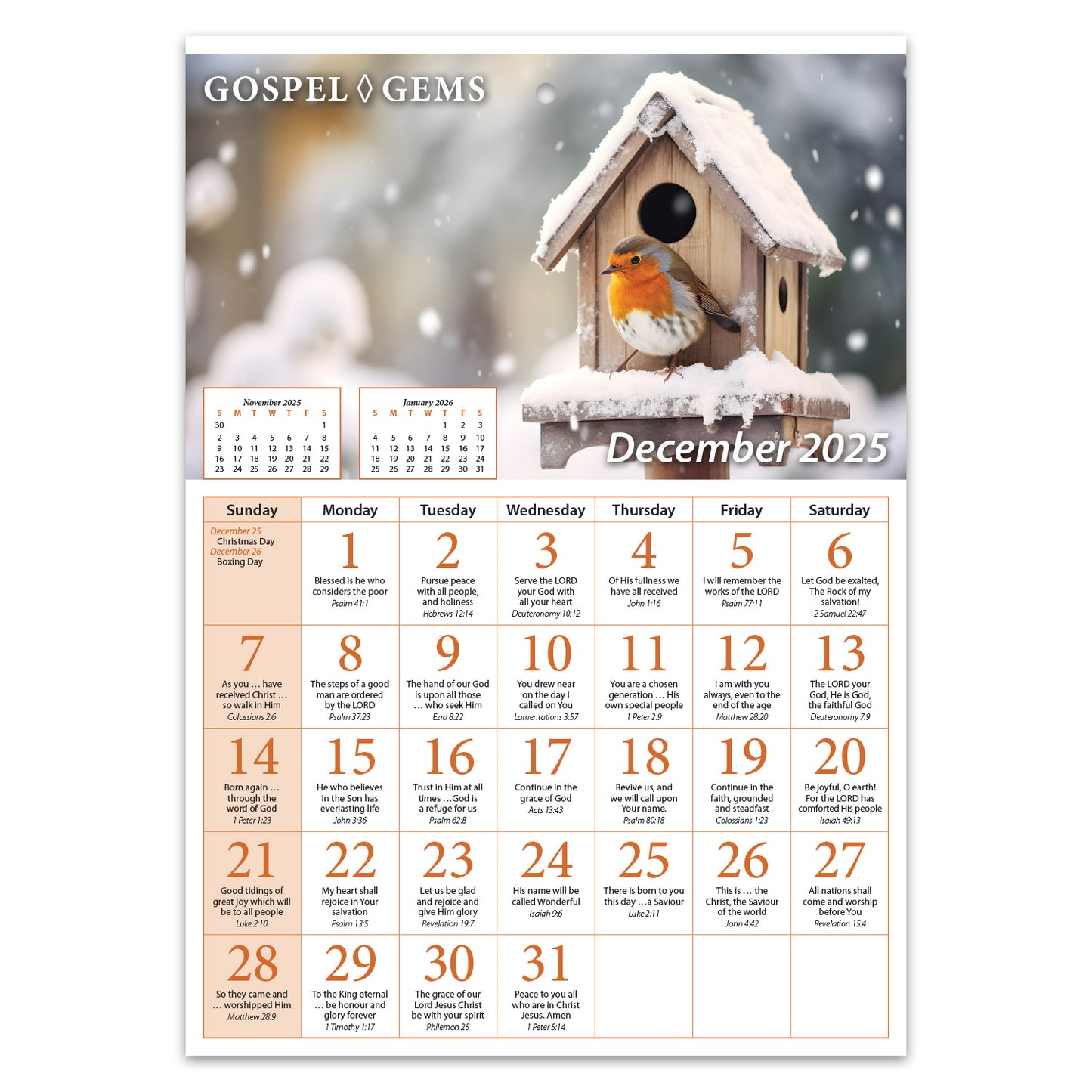 2025 Verse-a-Day Wall Calendar: Gospel Gems - pack of 25