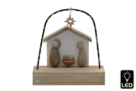 LED Pebble Nativity Decoration - The Christian Gift Company