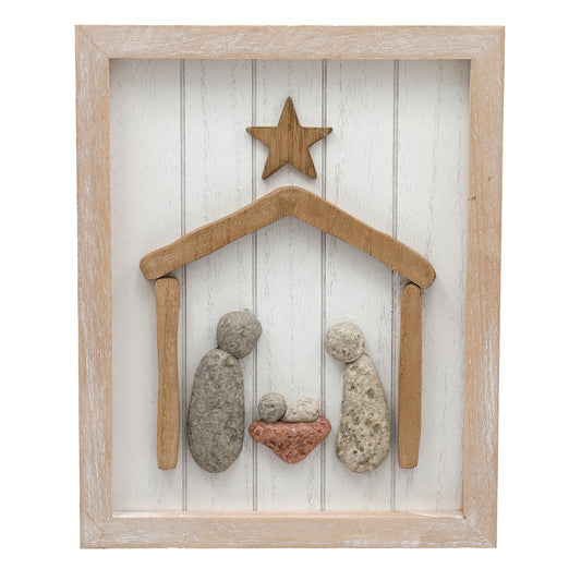 Pebble Nativity Wall Plaque - The Christian Gift Company