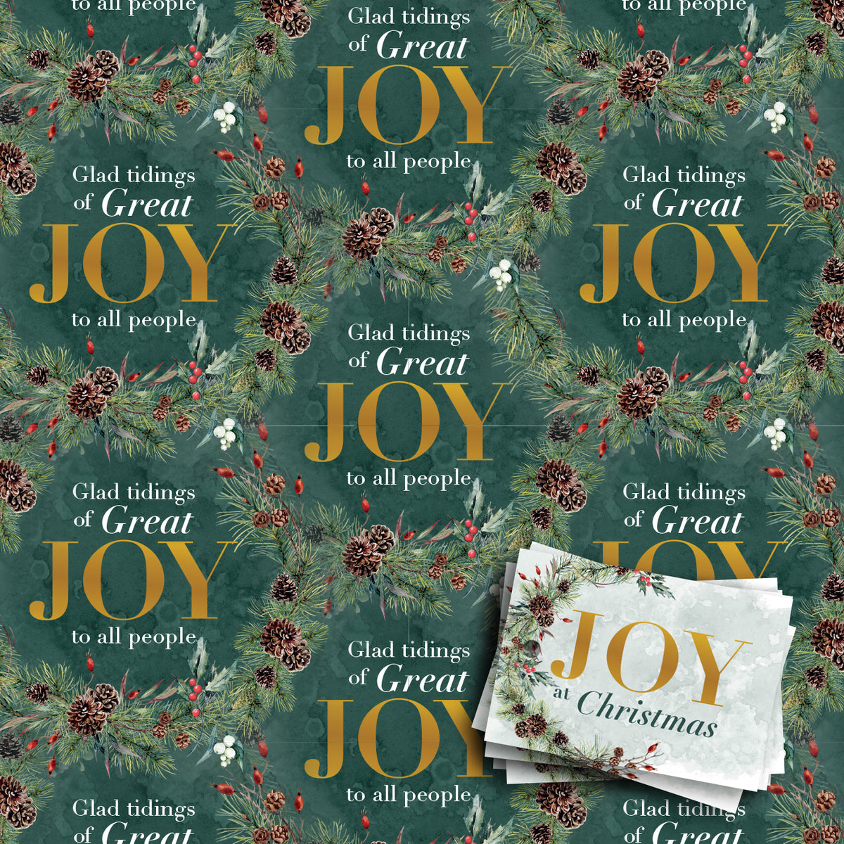 Joy Gift Wrap Pack - 4 sheets and 6 tags