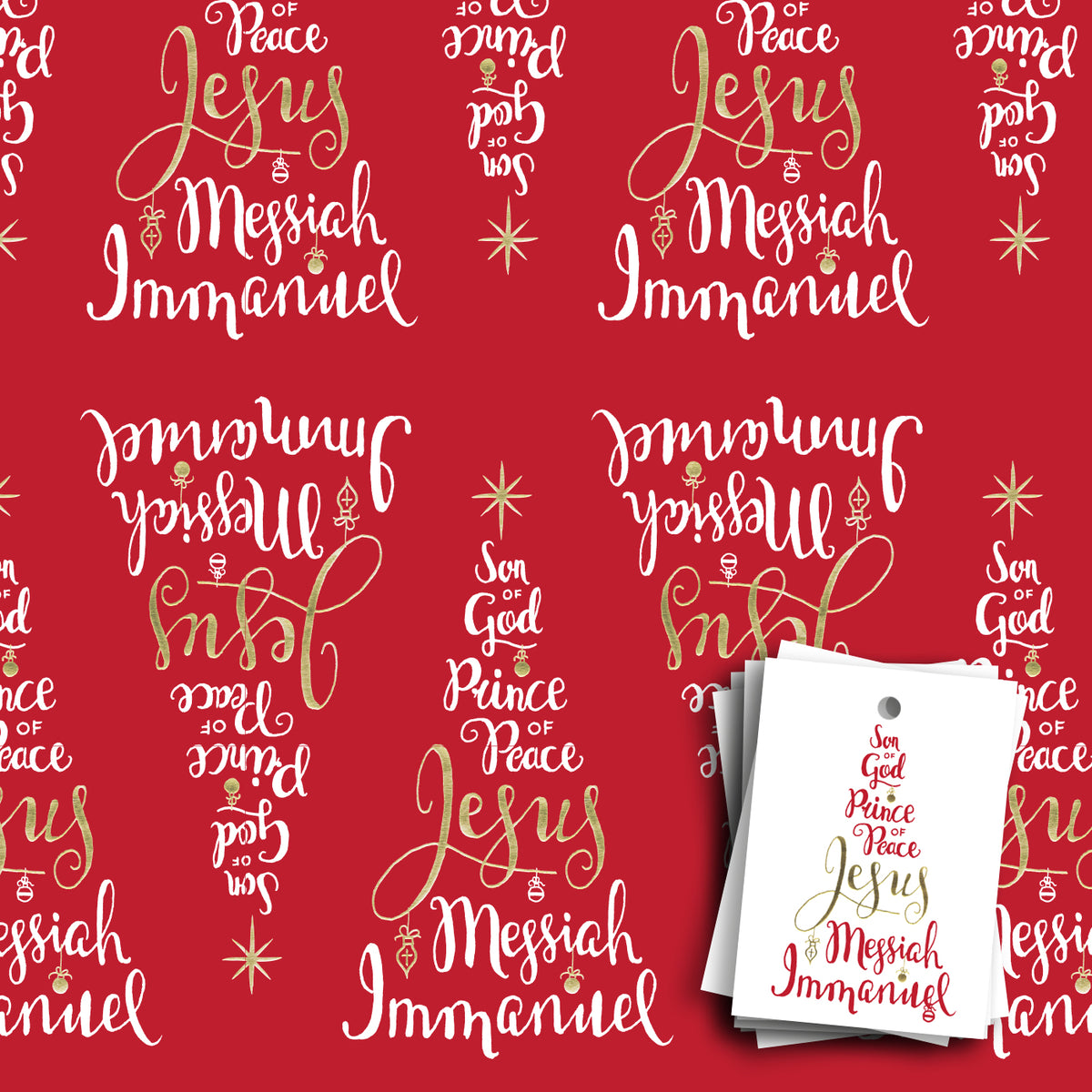 Names Of Jesus Gift Wrap Pack - 4 sheets and 6 tags