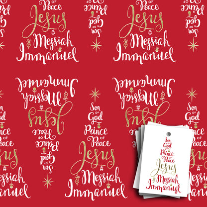 Names Of Jesus Gift Wrap Pack - 4 sheets and 6 tags