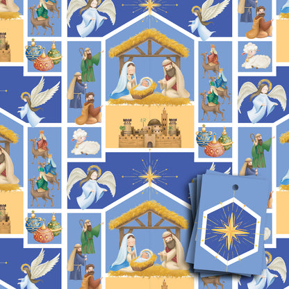 Nativity Gift Wrap Pack - 4 sheets and 6 tags