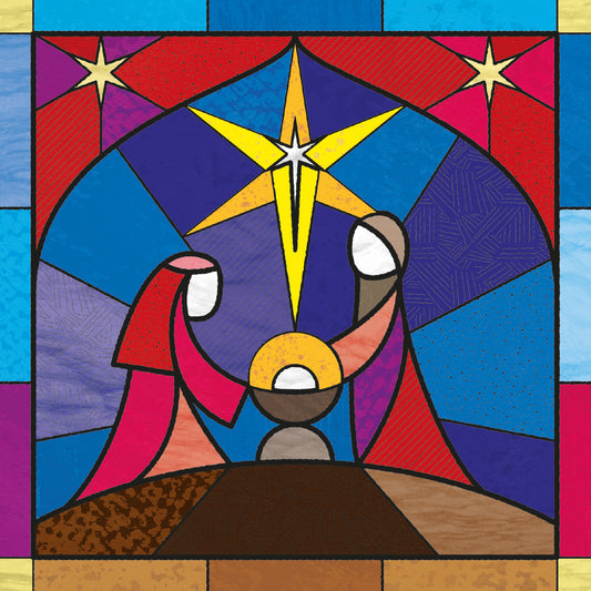 Welsh Bilingual Christmas Cards - Stained Glass (pack of 10)